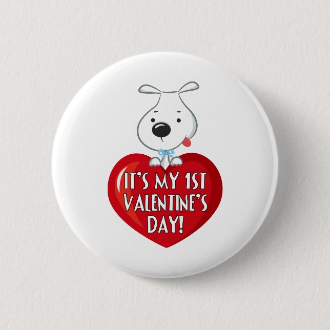 Badge Rond 5 Cm Ęr jour de Valentines de chiot (Devant)