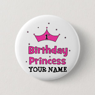 Badge Rond 5 Cm ęr Princesse d'anniversaire ! avec la couronne