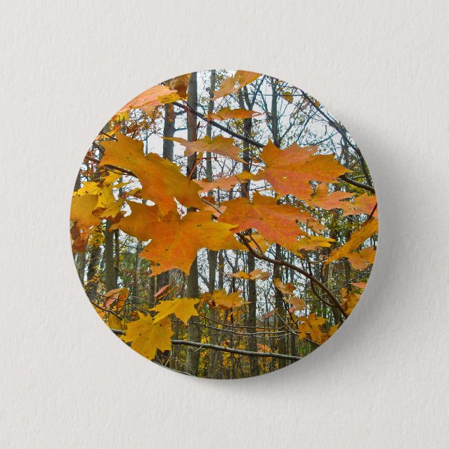 Badge Rond 5 Cm Érable d'automne (Devant)