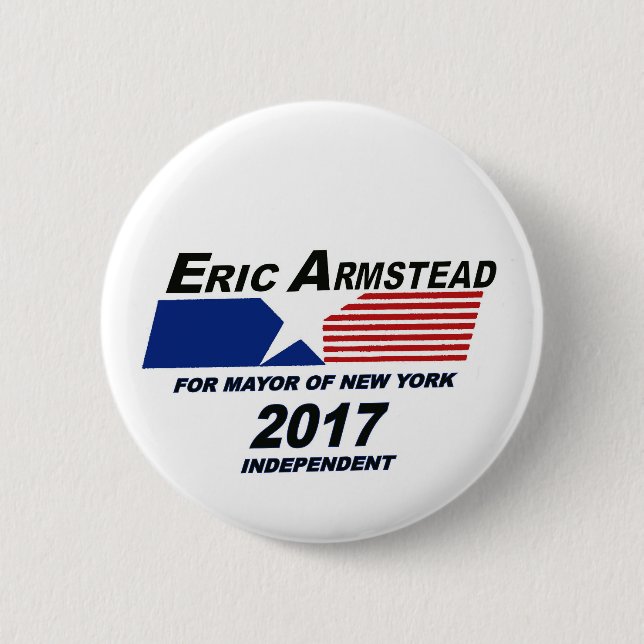Badge Rond 5 Cm Éric Armstead pour le maire 2017 de NYC (Devant)