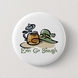 Badge Rond 5 Cm Erin Go Braugh Pint et Casquette