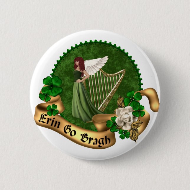 Badge Rond 5 Cm Erin vont Irlandais de Bragh (Devant)