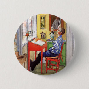 Badge Rond 5 Cm Esbjorn Faire ses devoirs par Carl Larsson