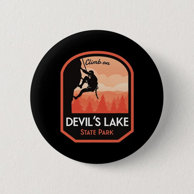 Badge Rond 5 Cm Escalade au Devils Lake State Park  (Devant)