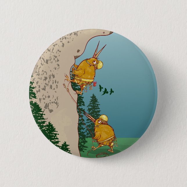 Badge Rond 5 Cm Escalade rocheuse de Kiwi Bird (Devant)