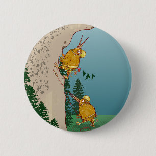 Badge Rond 5 Cm Escalade rocheuse de Kiwi Bird