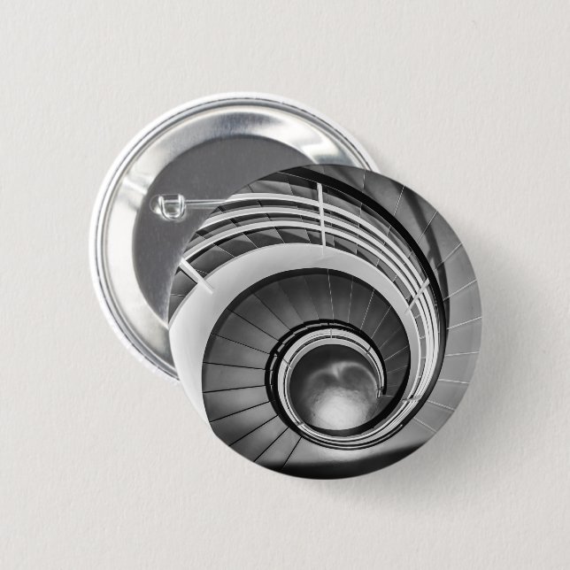 Badge Rond 5 Cm Escalier circulaire BW (Devant & derrière)
