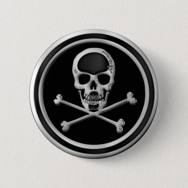 BADGE ROND 5 CM ESCALIER DE CHROME ET CROSSBONNES (Devant)