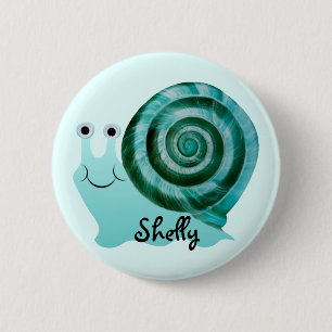 Badge Rond 5 Cm Escargot bleu