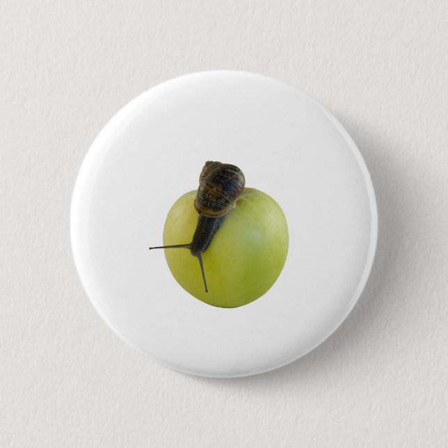 Badge Rond 5 Cm Escargot et pomme (Devant)