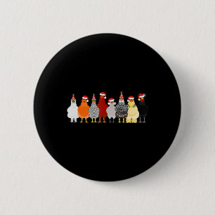Badge Rond 5 Cm Escouade de poulet de Noël Cute Animaux de ferme d