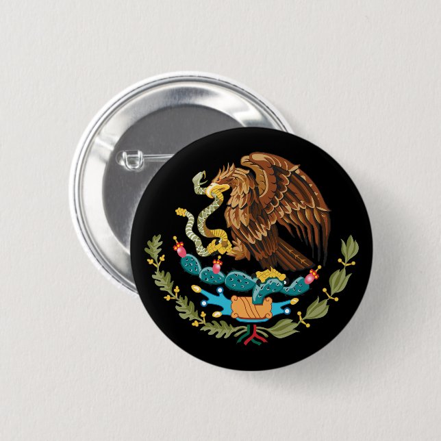 Badge Rond 5 Cm Escudo Nacional De México Pin (Devant & derrière)