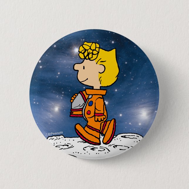 Badge Rond 5 Cm ESPACE | Astronaut Brown Sally (Devant)