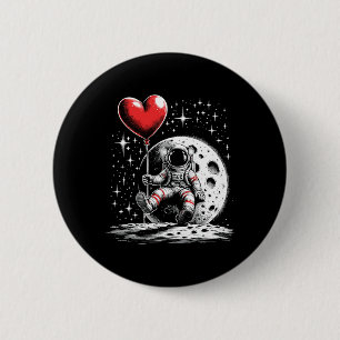 Badge Rond 5 Cm Espace Astronaute Cœur Bylloon Saint-Valentin