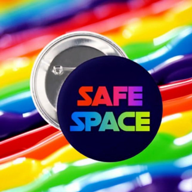 Badge Rond 5 Cm ESPACE SÛR – Bouton déclaration arc-en-ciel gras (Créateur téléchargé)