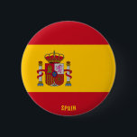 Badge Rond 5 Cm Espagne Drapeau patriotique<br><div class="desc">Espagne Drapeau Patriotique Bouton avec le drapeau d'Espagne imprimé sur le bouton. Nom du pays dans subtilement intégré dans la conception en bas. Le texte est entièrement personnalisable à l'aide de la fonction "Customiser !". Ce beau bouton d'Espagne est le cadeau élégant pour toute occasion. © 2021 PaysDuMonde</div>