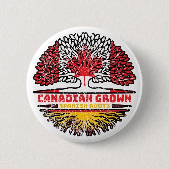 Badge Rond 5 Cm Espagne Espagnol Canada drapeau des racines de l'a (Devant)