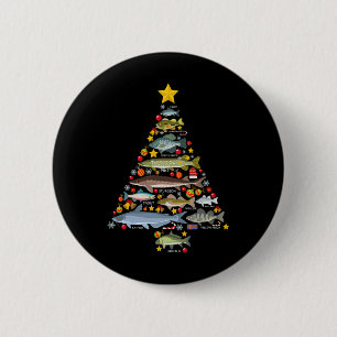 Badge Rond 5 Cm Espèces de poissons d'eau douce Arbre de Noël Pêch