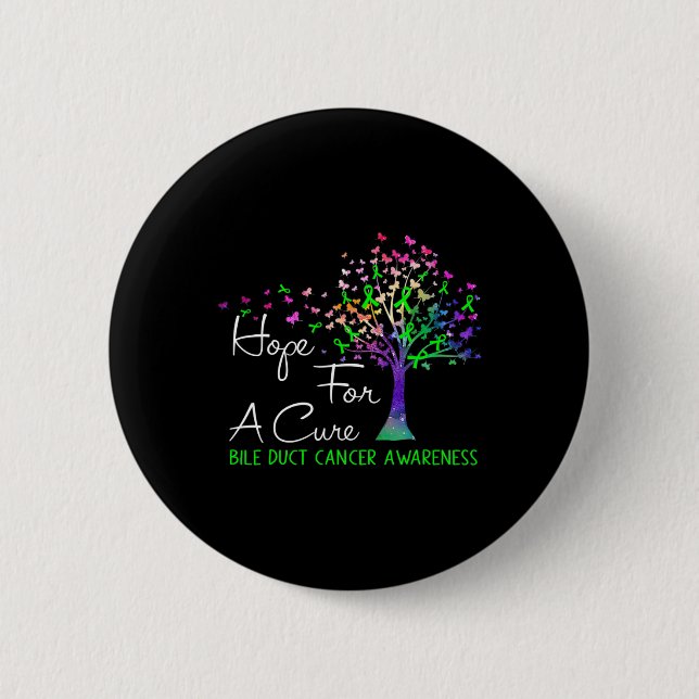 Badge Rond 5 Cm Espoir D'Une Solution Bile Duction Cancer Sensibil (Devant)