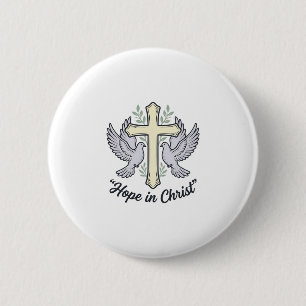Badge Rond 5 Cm Espoir en Christ Colombe Croix Design Chrétien Vin