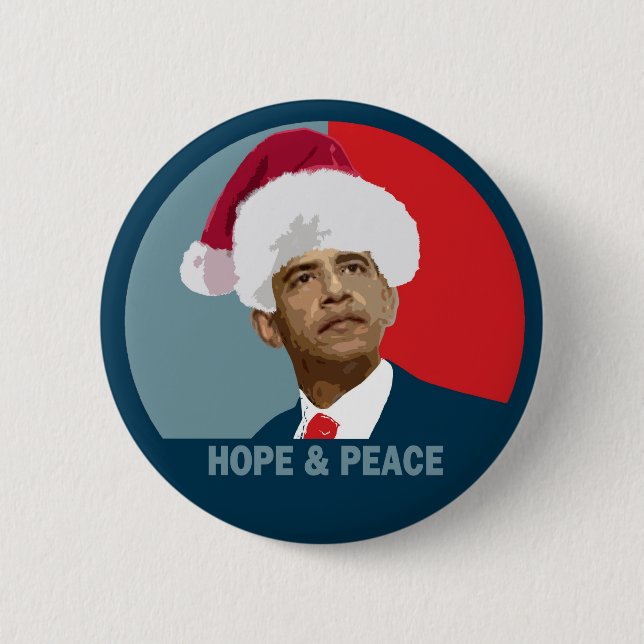 Badge Rond 5 Cm Espoir et paix d'Obama (Devant)