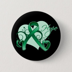 Badge Rond 5 Cm Espoir floral de ruban - Cancer de foie