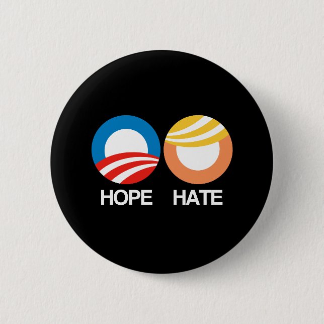 Badge Rond 5 Cm ESPOIR (Obama) contre la HAINE (atout) (Devant)