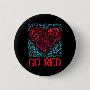 Badge Rond 5 Cm Espoir Rouge Aller Conscience de la maladie cardia