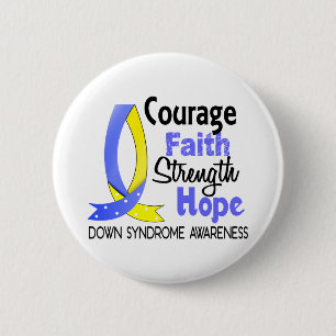 Badge Rond 5 Cm Espoir syndrome de Down de force de foi de courage