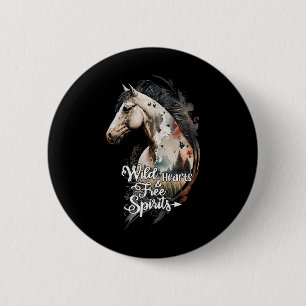Badge Rond 5 Cm Esprits gratuits Cheval Fille Equestre Cheval Hors