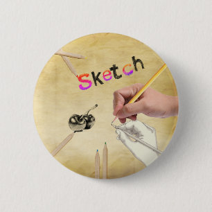 Badge Rond 5 Cm Esquisse Conception épingle/