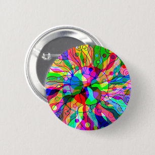 Badge Rond 5 Cm Esquisse Imaginaire Art - Neon Abstrait Maj 1