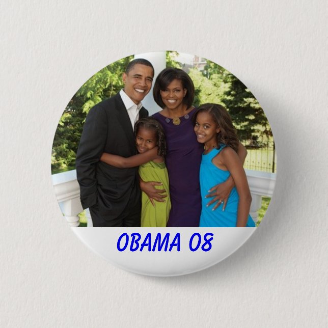 Badge Rond 5 Cm essence-magazine-the-obama-family-2, OBAMA 08 (Devant)