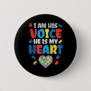 Badge Rond 5 Cm Est-Ce Sa Voix Il Est Mon Coeur Sensibilisation su