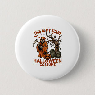 Badge Rond 5 Cm Est Costume d'Halloween Effrayant Citrouille Reape