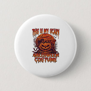 Badge Rond 5 Cm Est Costume Halloween Effrayant Citrouille Araigné