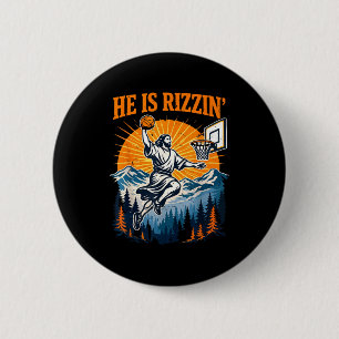 Badge Rond 5 Cm Est-Il Rizzin Jésus Basket Christianisme