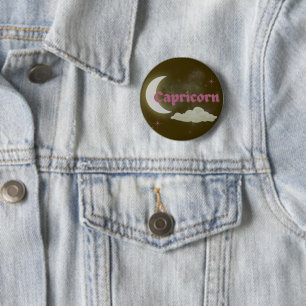 Badge Rond 5 Cm Esthétique céleste Capricorne Lune Nuages Étoiles