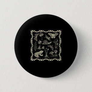 Badge Rond 5 Cm Esthétique Cottagecore Grenouille Et Champignon Go