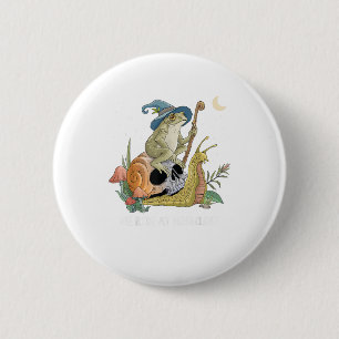 Badge Rond 5 Cm Esthétique Cottagecore Sorcière Grenouille Escargo