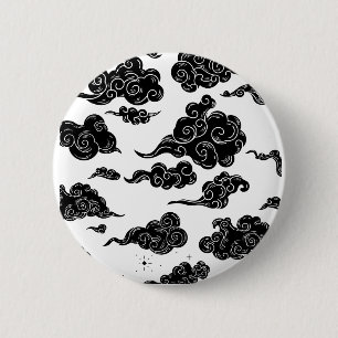 Badge Rond 5 Cm Esthétique de motif de nuage japonais
