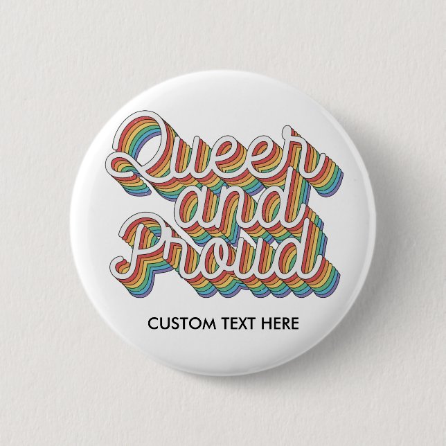 BADGE ROND 5 CM ESTHÉTIQUE DU DRAPEAU DE PLANCHE QUEER ET FIER '70 (Devant)