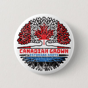 Badge Rond 5 Cm Estonie Drapeau des racines d'arbres du Canada est