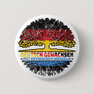 Badge Rond 5 Cm Estonie Estonien Deutsch Deutschland Baum Racines