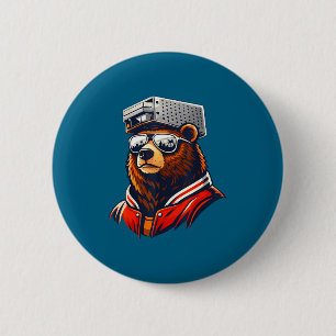 Badge Rond 5 Cm Et Ours Fromage Râpe Chapeau Lunettes de soleil