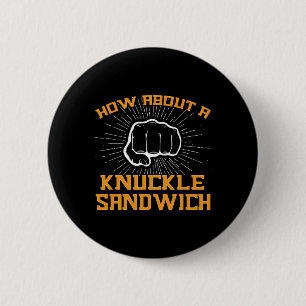 Badge Rond 5 Cm Et Un Knucké Sandwich - Poing À Face