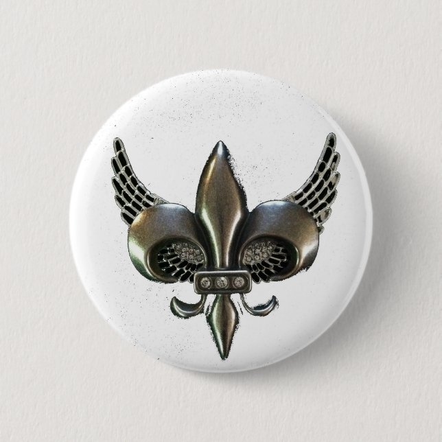 BADGE ROND 5 CM ÉTAIN AFFLIGÉ PARLIS À AILES (Devant)