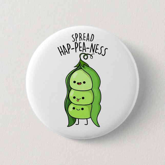 Badge Rond 5 Cm Étaler Hap-Pea-ness Funny Peas Pun (Devant)