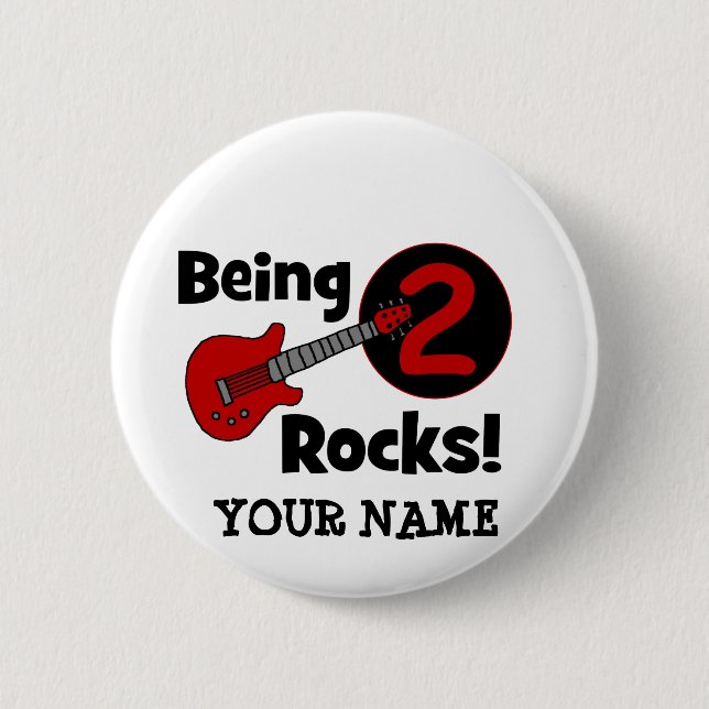 Badge Rond 5 Cm Étant 2 roches ! avec la guitare (Devant)