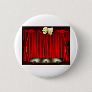 Badge Rond 5 Cm Étape de théâtre avec des masques